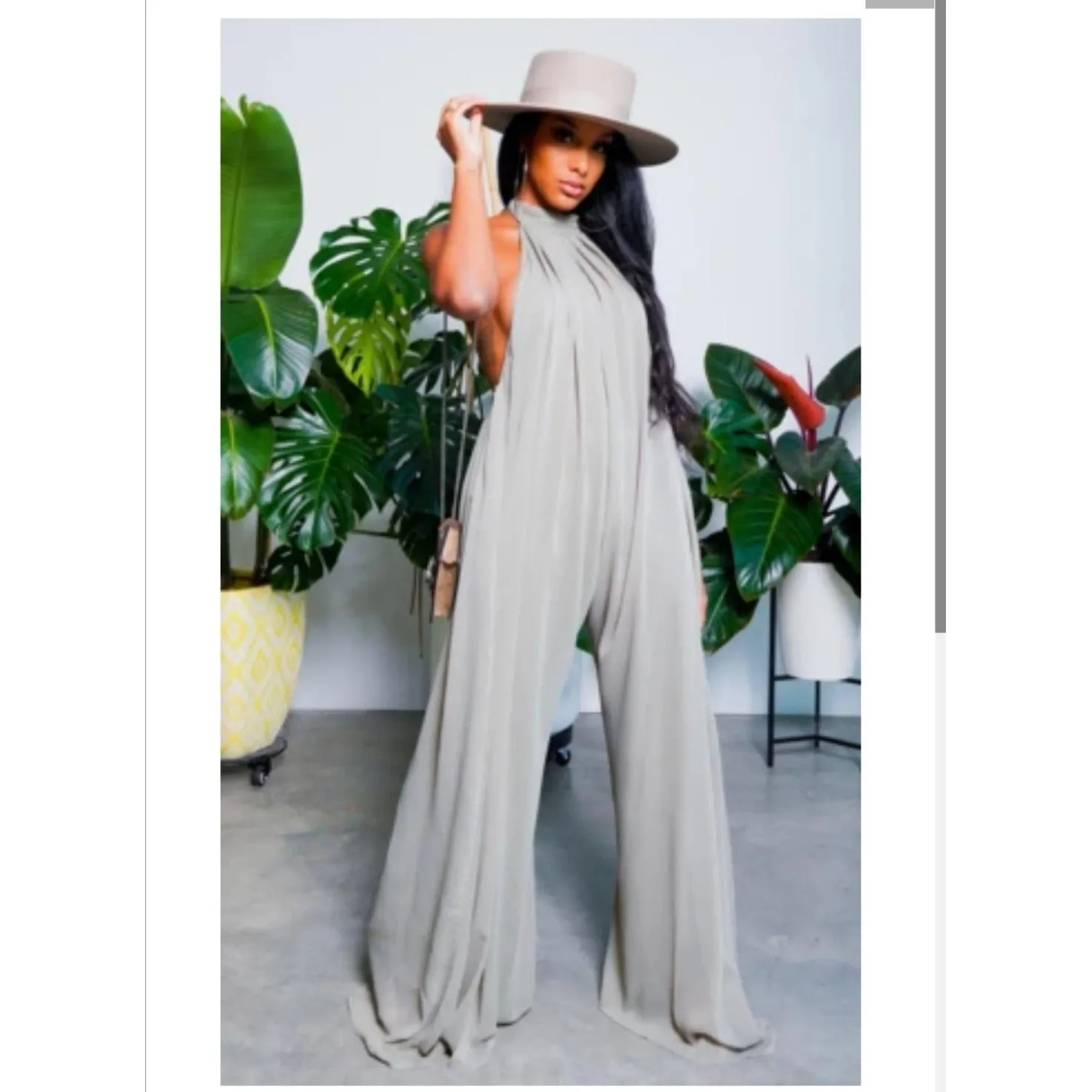 Backless Wide Leg Jumpsuit 